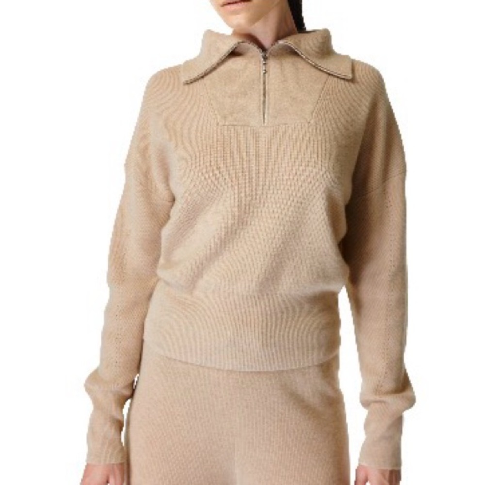 Sweaty Betty Beige Zip-Up Sweater